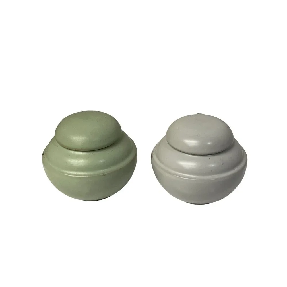 Ceramic Cosmetic Empty Jar Pot Eyeshadow Makeup Face Balm Container Gray Green‎